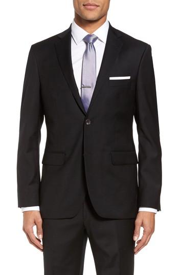 Men's Strong Suit Trim Fit Stretch Solid Wool Blazer L - Black