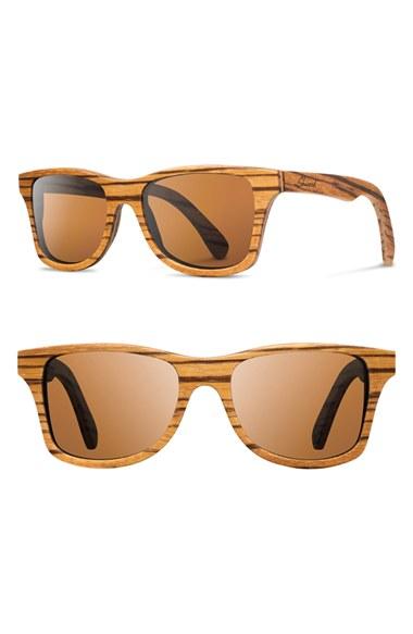 Women's Shwood 'canby' 54mm Polarized Wood Sunglasses - Zebrawood/ Brown Polar