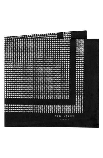 Men's Ted Baker London Micro Dot Silk Pocket Square, Size - Grey