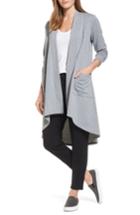 Women's Bobeau High/low Fleece Knit Cardigan, Size - Grey