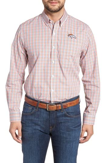 Men's Cutter & Buck Denver Broncos - Gilman Regular Fit Plaid Sport Shirt - Orange