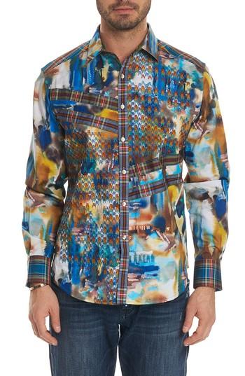 Men's Robert Graham Blindfolded Classic Fit Sport Shirt - Yellow