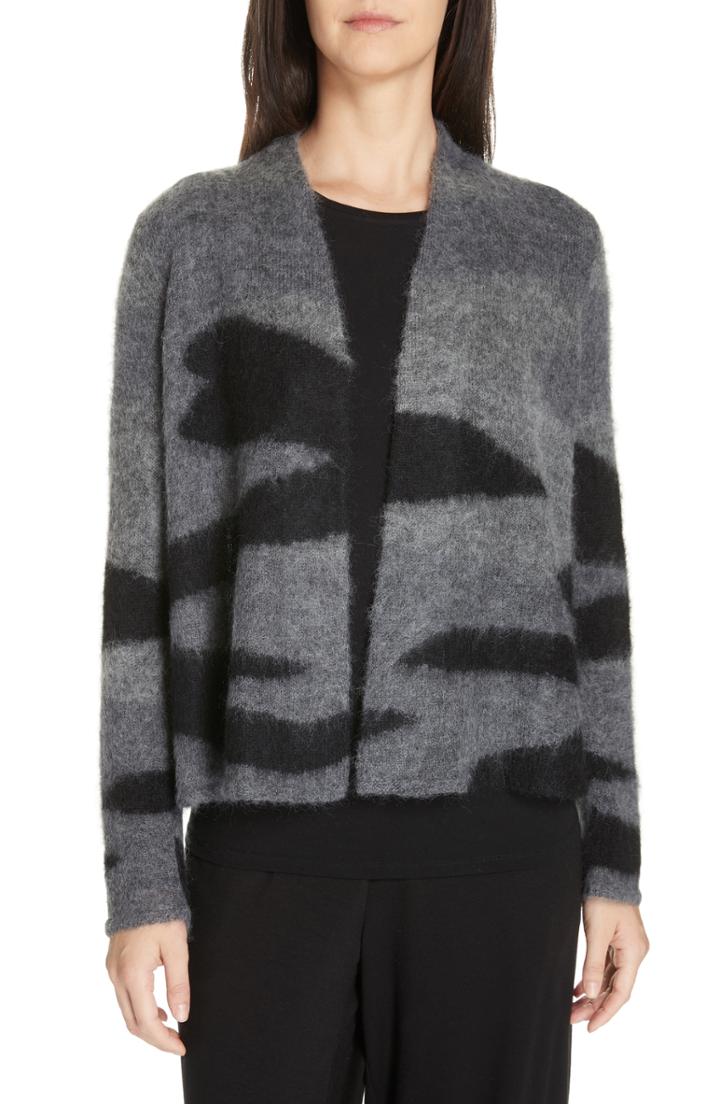Women's Eileen Fisher Pattern Cardigan, Size - Grey