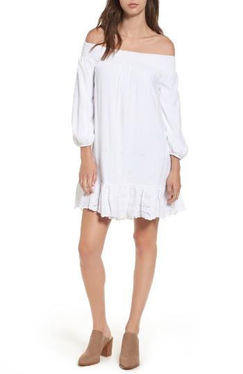 Women's Love, Fire Eyelet Off The Shoulder Dress - Ivory