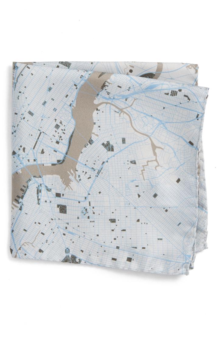 Men's Eton Subway Map Silk Pocket Square