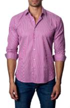 Men's Jared Lang Trim Fit Vertical Stripe Sport Shirt, Size - Pink
