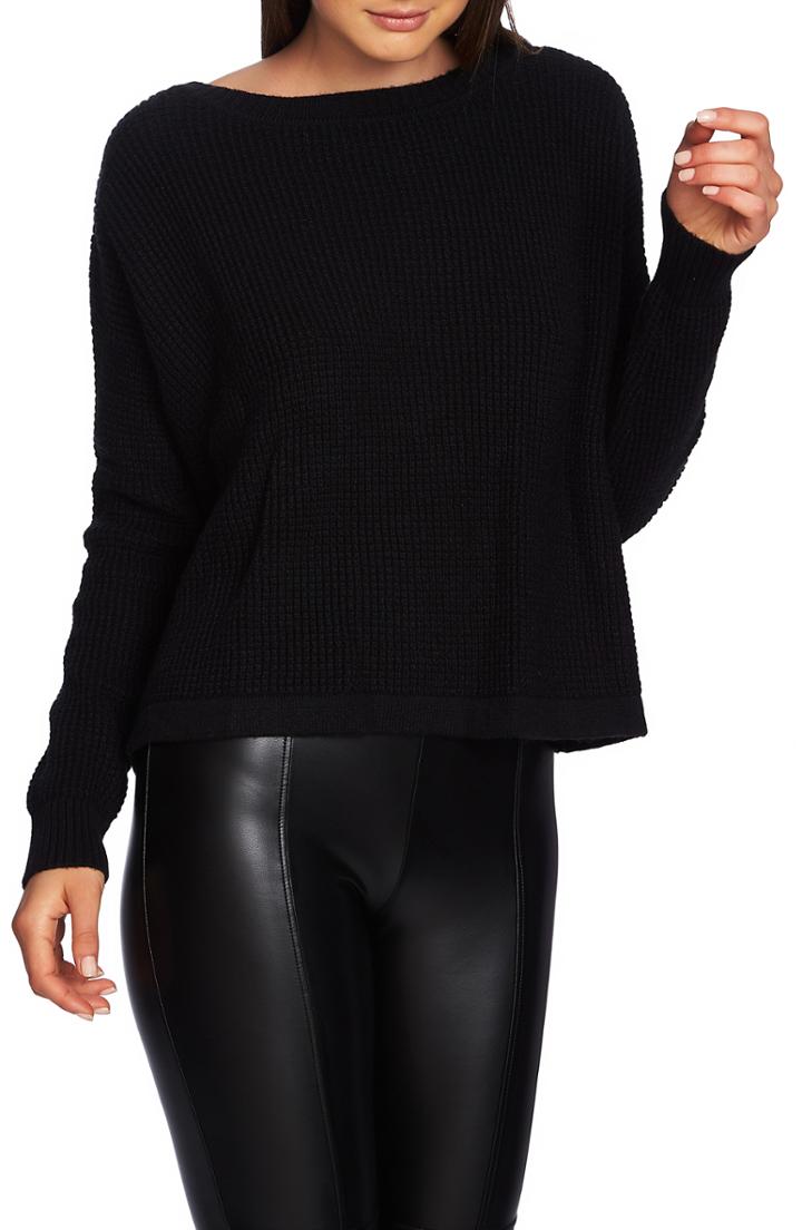Women's Halogen Cotton Pointelle Peplum Sweater - Grey