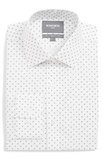Men's Bonobos Manchester Slim Fit Stretch Print Dress Shirt 34 - White