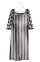 Women's Madewell Evelyn Stripe Square Neck Midi Dress, Size - Grey
