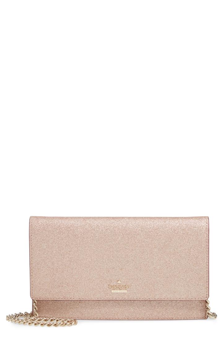 Kate Spade New York Burgess Court - Brennan Glitter Leather Crossbody Clutch - Pink