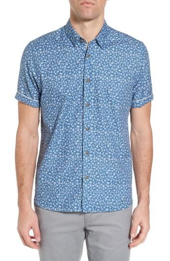 Men's Ted Baker London Pazta Tropic Print Shirt (m) - Blue