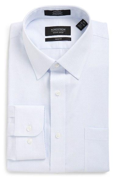Men's Nordstrom Men's Shop Trim Fit Non-iron Check Dress Shirt 32/33 - Blue