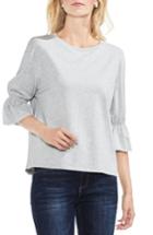 Women's Vince Camuto Smocked Elbow Sleeve French Terry Top, Size - Grey