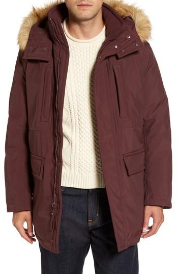 Men's Marc New York Down Jacket With Faux Fur Trim, Size - Red