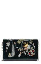 Christian Louboutin Paloma Embellished Velvet Clutch - Grey