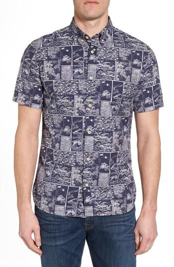 Men's Surfside Supply Wave Print Sport Shirt - Blue