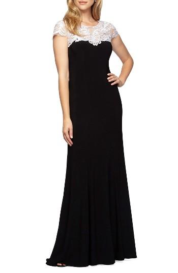 Women's Alex Evenings Lace Yoke Jersey Gown