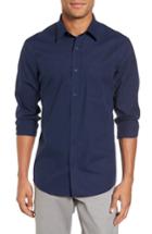 Men's Nordstrom Men's Shop Trim Fit Non-iron Mini Check Sport Shirt - Blue