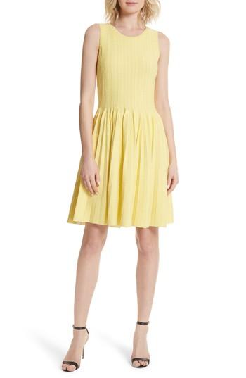 Women's Milly Dot Pleat Fit & Flare Dress, Size - Yellow