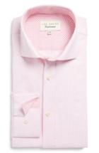 Men's Ted Baker London Blink Trim Fit Check Dress Shirt .5 32/33 - Pink