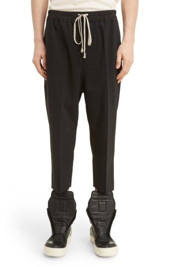 Men's Rick Owens Cropped Wool Blend Pants Eu - Black