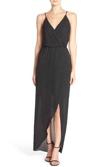 Women's Charles Henry Surplice Chiffon Maxi Dress