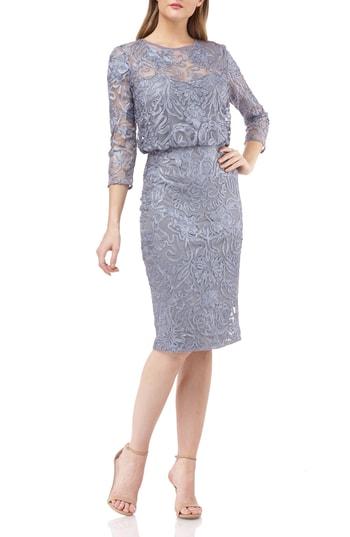 Women's Js Collections Soutache Embroidered Blouson Dress - Grey