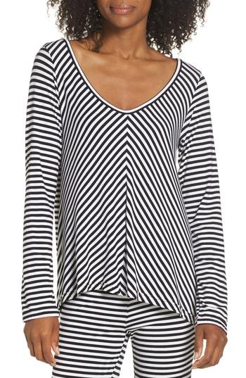 Women's Felina Miranda Stripe Lounge Tee - Black