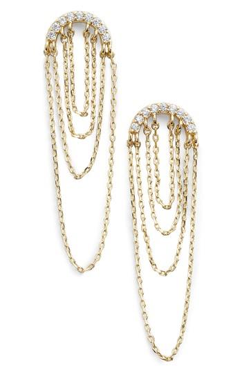 Women's Halogen Pave Arc Chain Drop Earrings