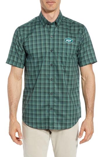 Men's Cutter & Buck New York Jets - Fremont Regular Fit Check Sport Shirt - Green
