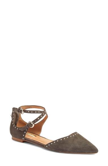 Women's Halogen 'bristal' Ankle Strap Pointy Toe Flat M - Grey