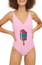 Women's Topshop Sequin Ice Lolly One-piece Swimsuit Us (fits Like 0) - Pink