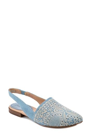 Women's Latigo Ulu Embroidered Slingback Flat M - Blue