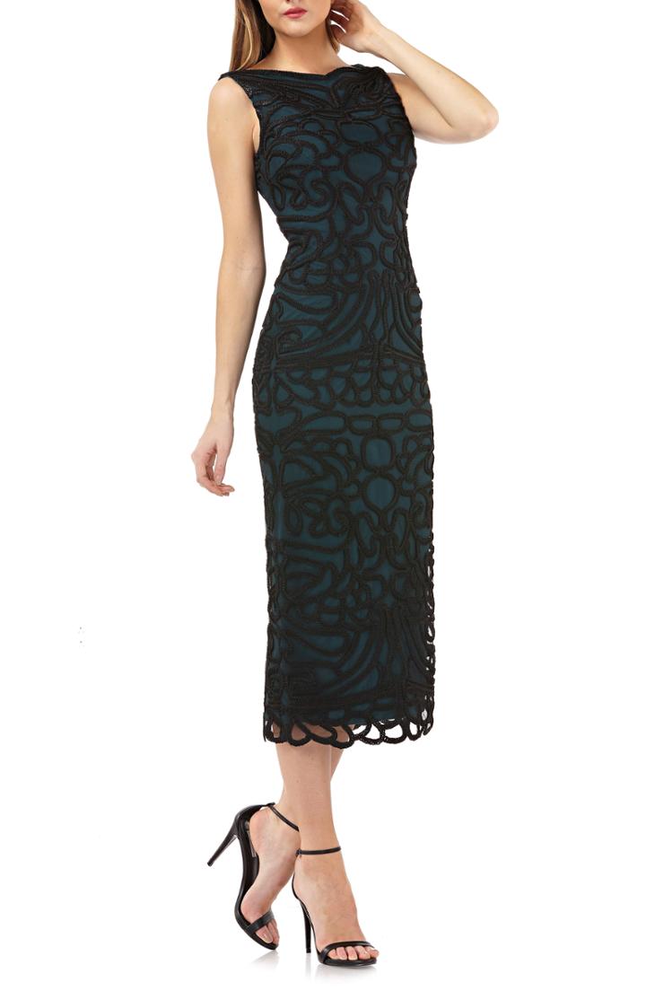 Women's Js Collections Soutache Embroidered Midi Dress