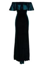 Women's Adrianna Papell Ruffle Off The Shoulder Velvet Gown - Green