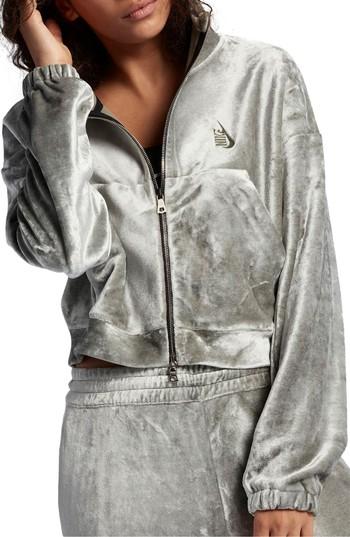 Women's Nike Nikelab Essentials Women's Velour Zip Hoodie - Grey