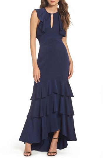 Women's Shoshanna Daviot Ruffle Tiered Gown - Blue