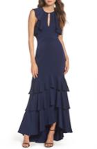 Women's Shoshanna Daviot Ruffle Tiered Gown - Blue