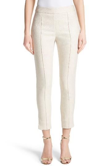 Women's St. John Collection Metallic Jacquard Crop Pants