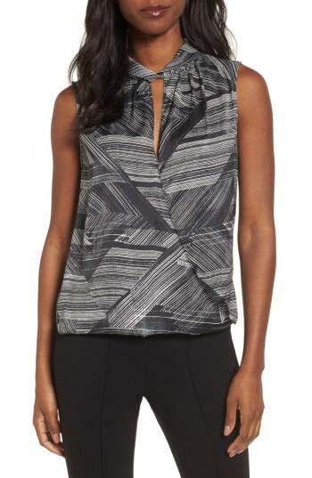 Women's Kenneth Cole New York Faux Wrap Stripe Tank Top - Black