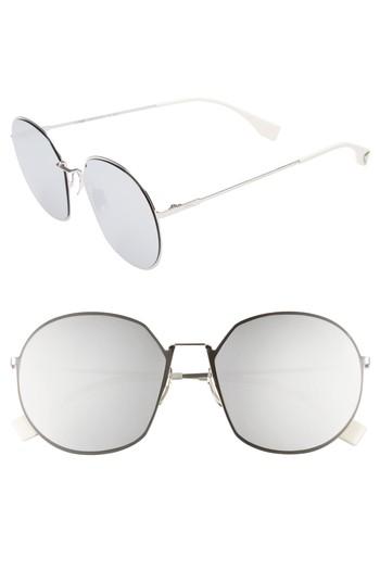 Women's Fendi 59mm Round Special Fit Sunglasses - Palladium