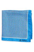 Men's David Donahue Medallion Silk Pocket Square, Size - Blue
