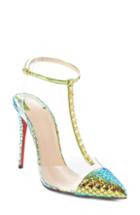 Women's Christian Louboutin Nosy Spikes T-strap Pump Us / 35eu - Green