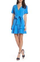 Women's Charles Henry Ruffle Tiered Wrap Dress - Blue