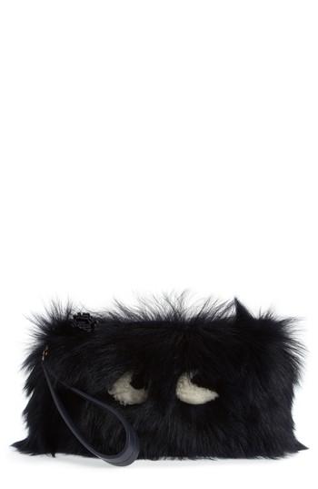 Anya Hindmarch Creeper Genuine Shearling Clutch - Blue
