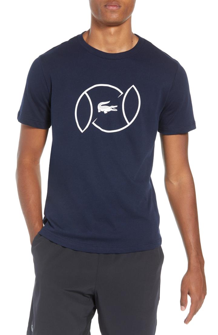 Men's Lacoste Tech Jersey Fit Tee, Size 4(m) - Blue