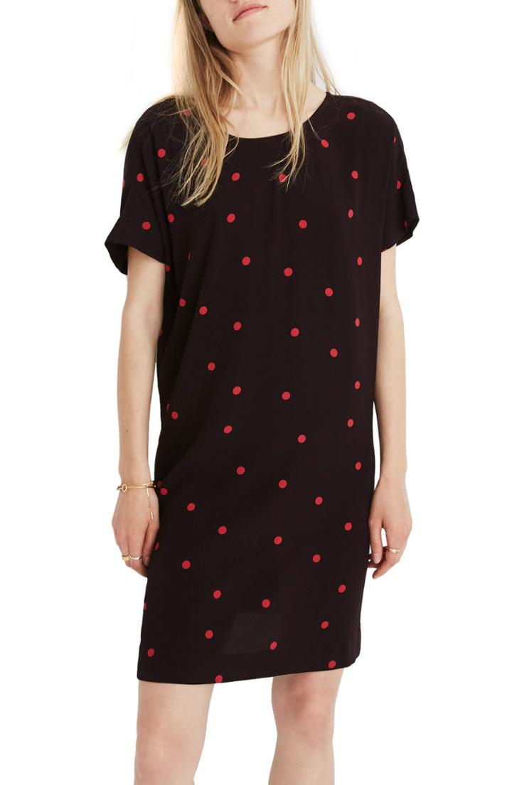 Women's Madewell Downtown Dot Print Tie Back Dress - Brown