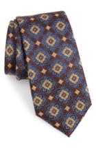Men's Nordstrom Men's Shop Cleo Medallion Silk Tie, Size - Brown