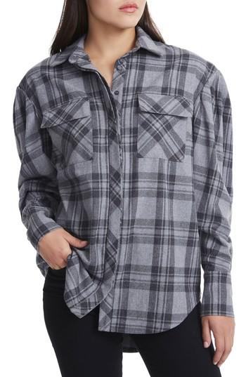 Women's Afrm Victoria Oversize Flannel Shirt - Grey