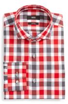 Men's Boss Jason Slim Fit Easy Iron Plaid Dress Shirt .5 - Red